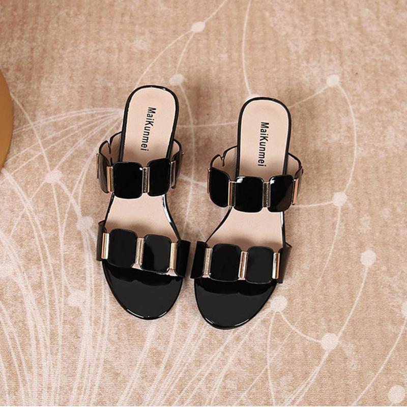 Женская мода элегантность весна лето высокий каблук One Kick сандалии удобные открытый носок симпатичные лакированные кожаные сандалии