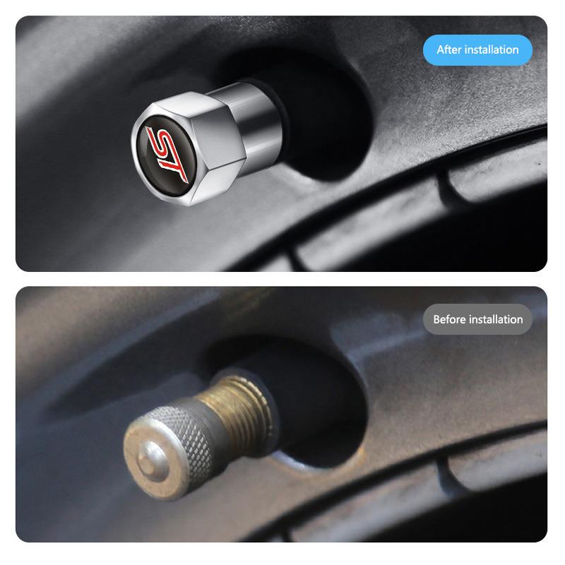 4PCS ST Logo Car Wheel Tire Valve Stem Caps Cover For Ford ST Line Focus X 2 3 Mondeo Fiesta Kuga MK2 MK3 MK4 Tyre Accessories