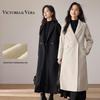 Women's Gold Button Double-Breasted Wool Blend Coat V9018D02