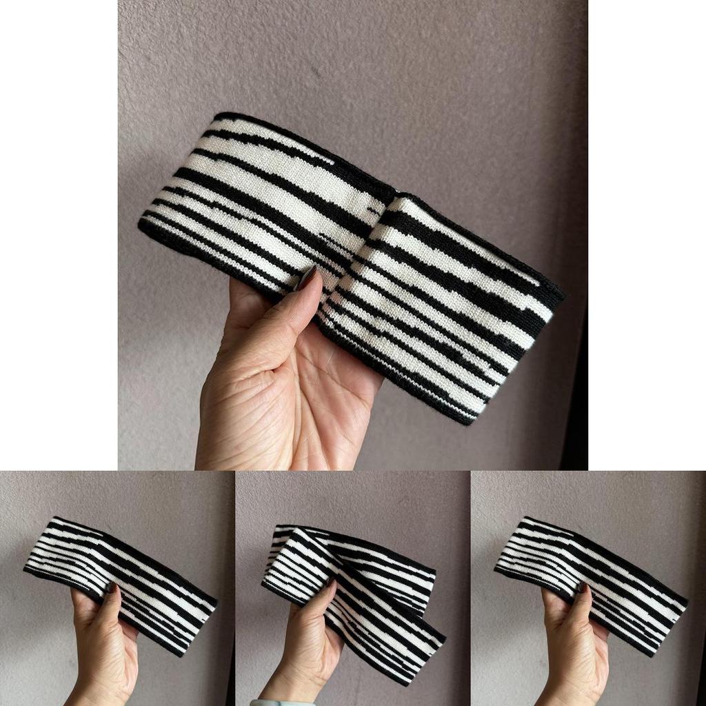 Korean Style Knit Zebra Pattern Hair Band With Wide Edging For Women And Men