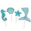 Little Mermaid Happy Birthday Cake Topper Mermaid Party Cupcake Toppers Girl Baby Shower Kids Birthday Party Wedding Decoration