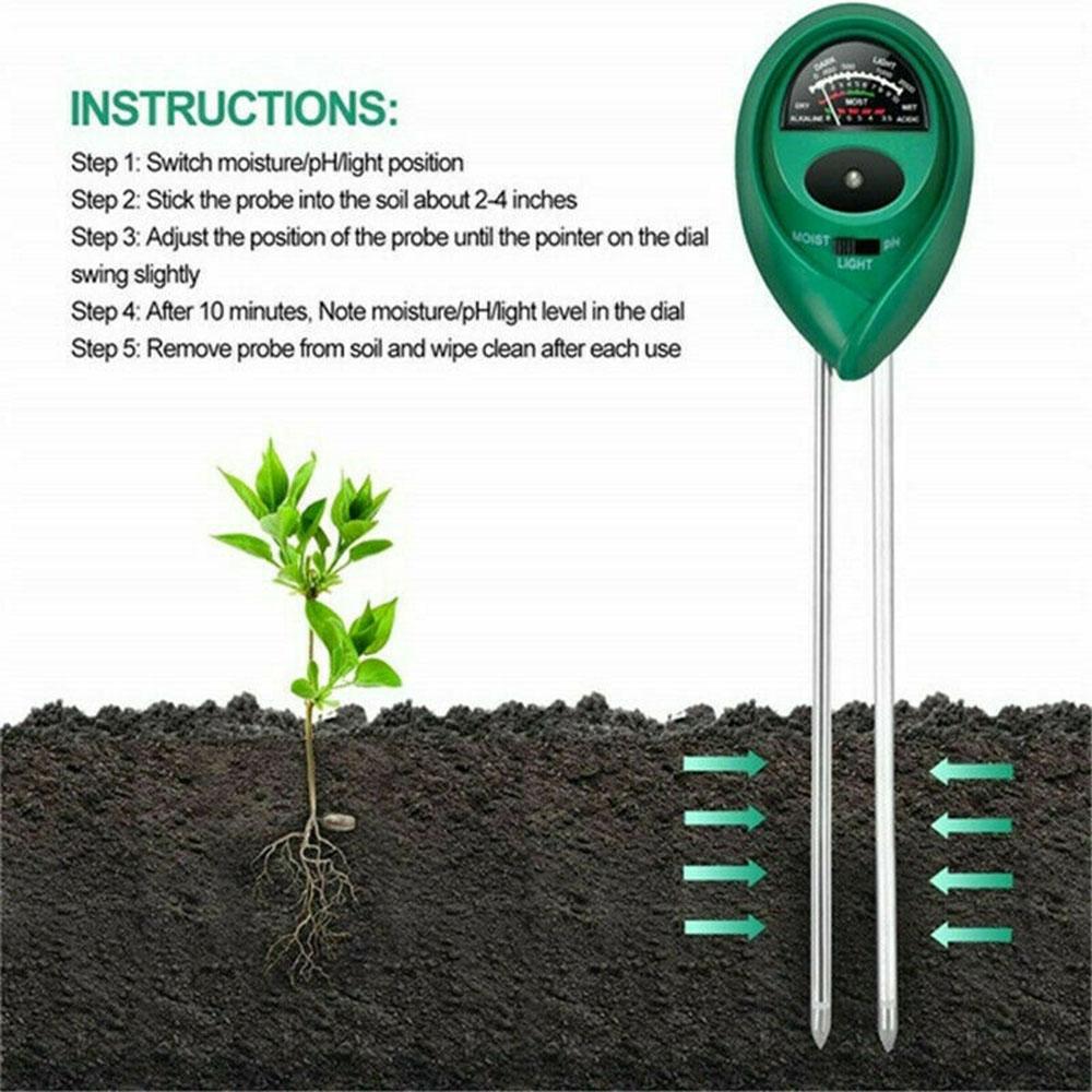 Plants Flowers Moisture Sunlight Testing pH Test Meter 3in1 Soil Tester Acidity Sunlight Monitor