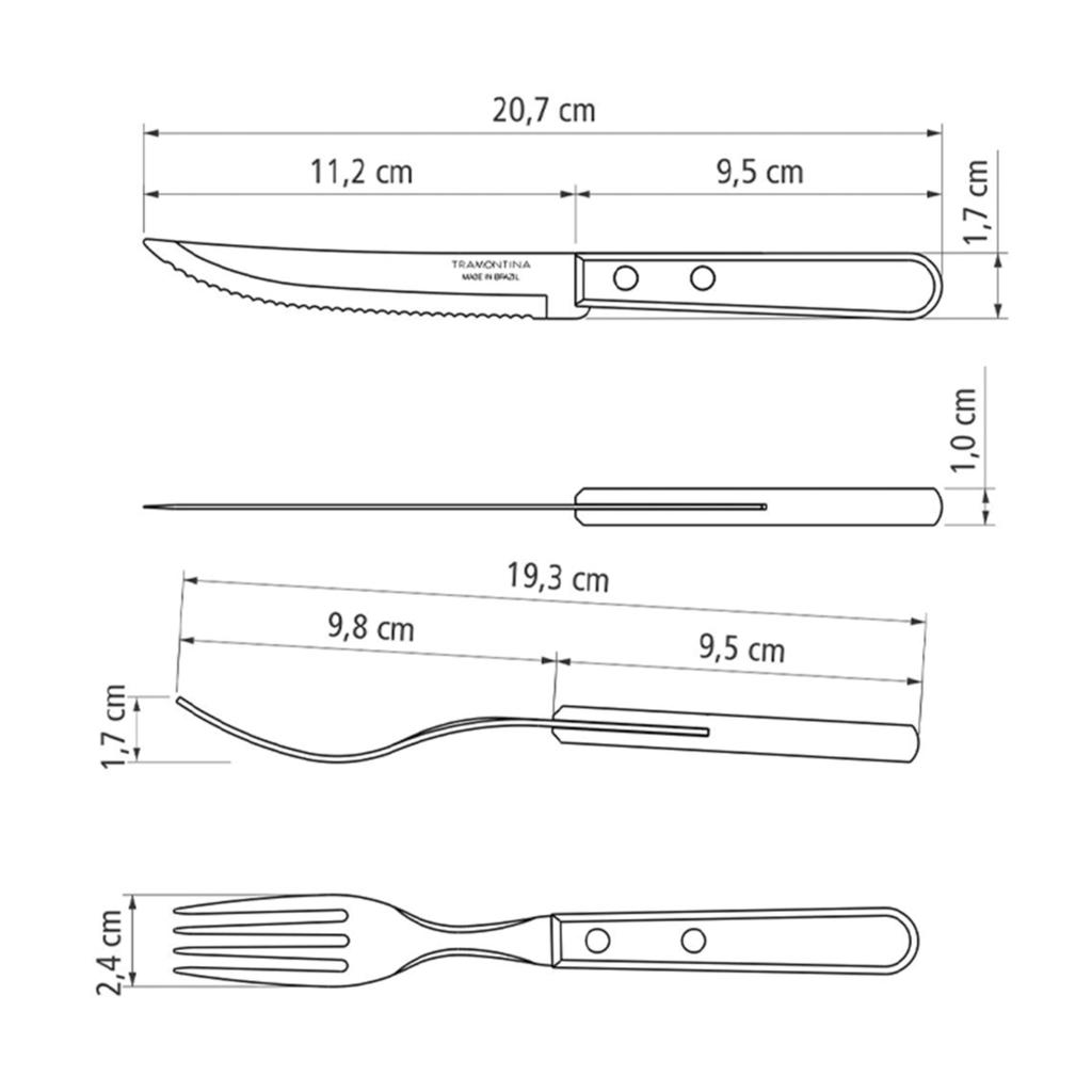 Набор кухонных инструментов для барбекю Tramontina Dynamic с ручками из натурального дерева Инструмент для чурраско Прочная нержавеющая сталь Большой размер Натуральное дерево Уважение к пожилым