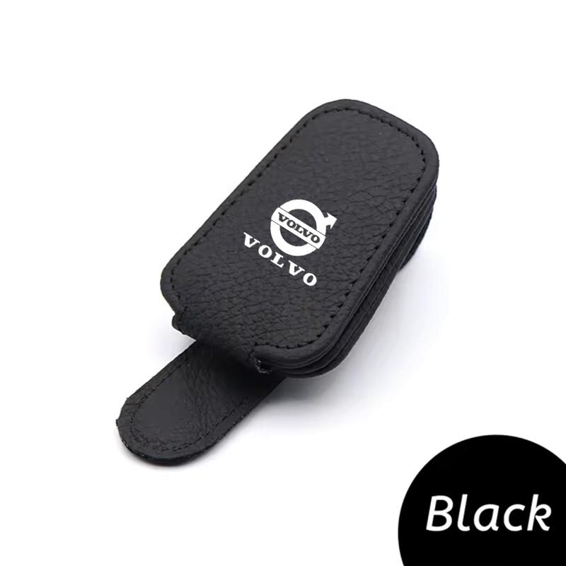Car Sun Visor Magnetic Leather Sunglasses Clip For Volvo XC90 XC60 V50 S60 V70 V60 V40 S90 olestar AWD XC40 S80 T6 V90