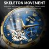 OLEVS Brand Luxury Tourbillon Watch for Men Stainless Steel Waterproof Calendar Fashion Moon Phases Blue Mechanical Watches Mens