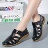 Summer Handmade Retro Sandals Soft-soled Mother Shoes Cowhide Velcro Casual Women's Shoes