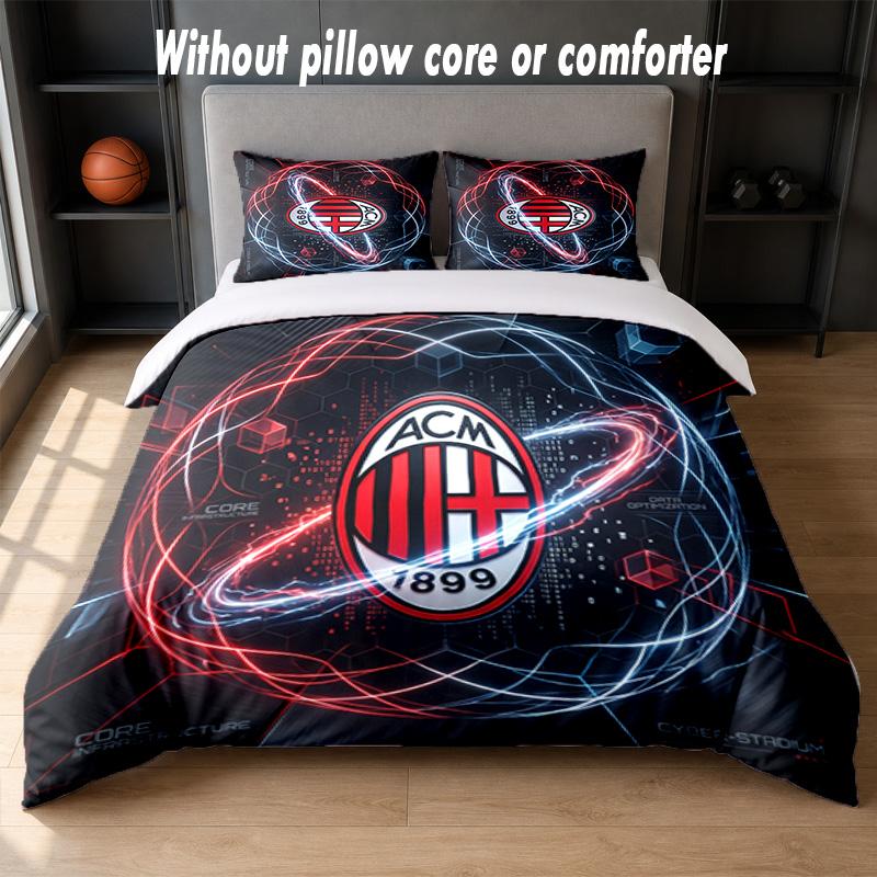 AC Milan Design Bed Bedding Set 1 Duvet Cover + 2 Pillowcases Soft Breathable Household Bed Linens