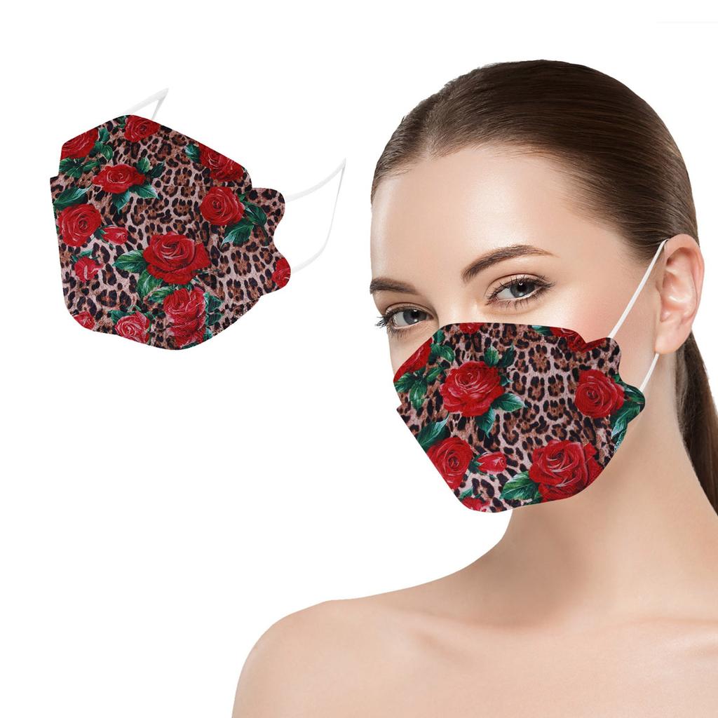 Взрослая леопардовая цветочная печатная уличная защитная маска для лица 
