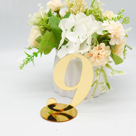 Карта с номером места, глянцевая, добавляющая атмосферу, зеркальная поверхность, стоящая, свадебный, золотой стол, номер, праздничные принадлежности