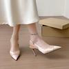 Fashion New Pointed Toe Satin Women Pumps Autumn Winter Champagne Stiletto Heel Party Shoes Slingback Backstrap Sexy Fashionable Sandals