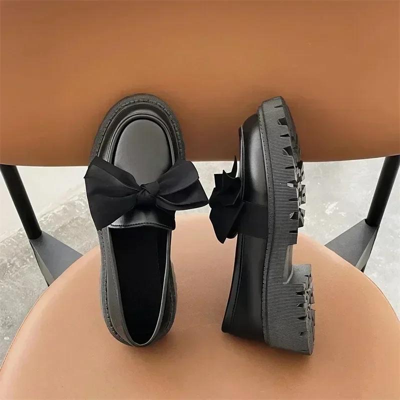 Fashion Ladies Shoes 2025 Brand Women's High Heels Classics Daily Pumps Butterfly-knot Women Round Toe Square Heel Slip on Shoes Women