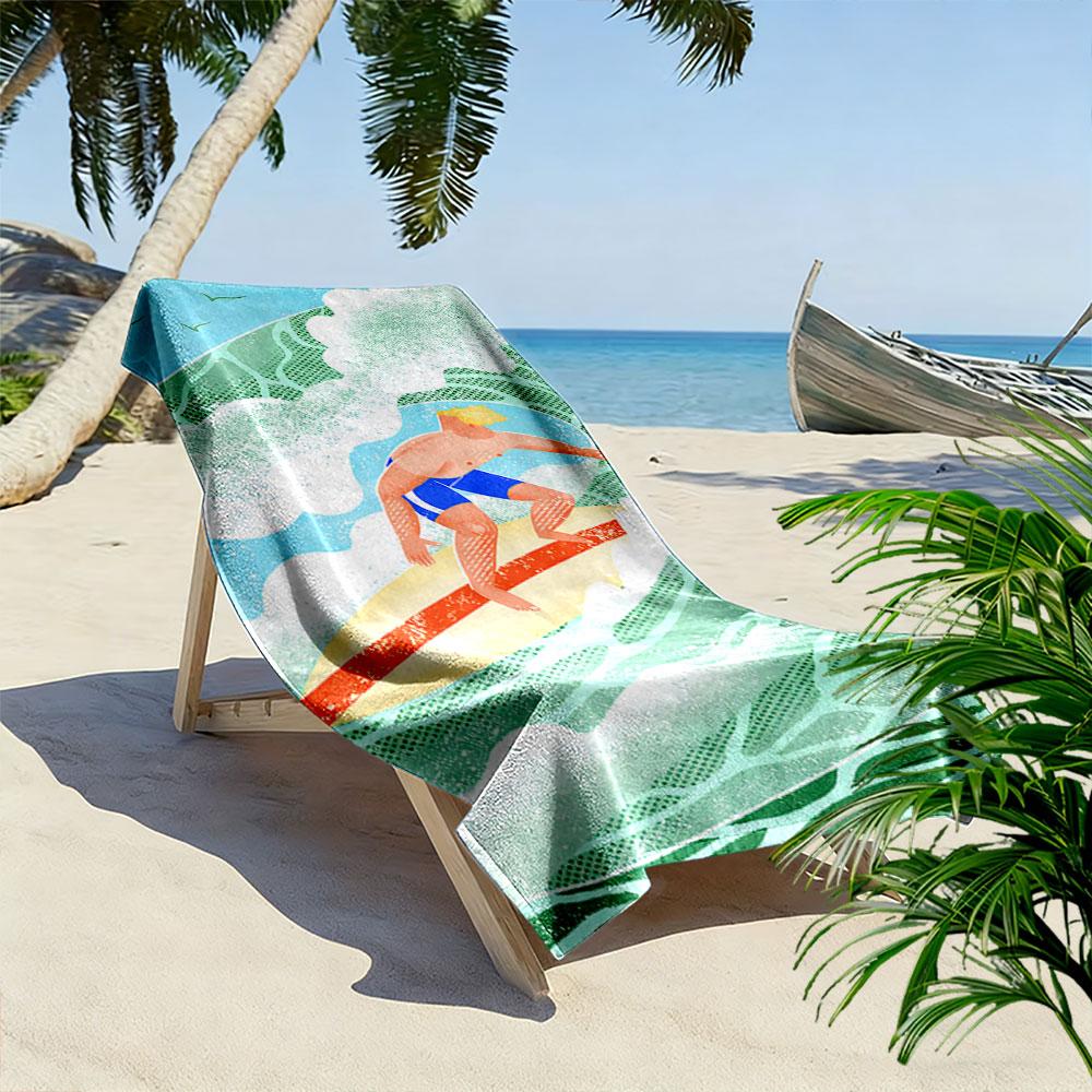 Surfer Riding Ocean Waves A must-have beach towel for beach travel