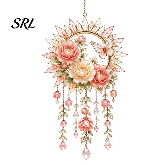 Memorable Gift for Garden Lovers Acrylic Flower & Sun/Moon Wind Chimes, Window Hanging Suncatcher Durable Chimes Living Room Balcony, Decorative