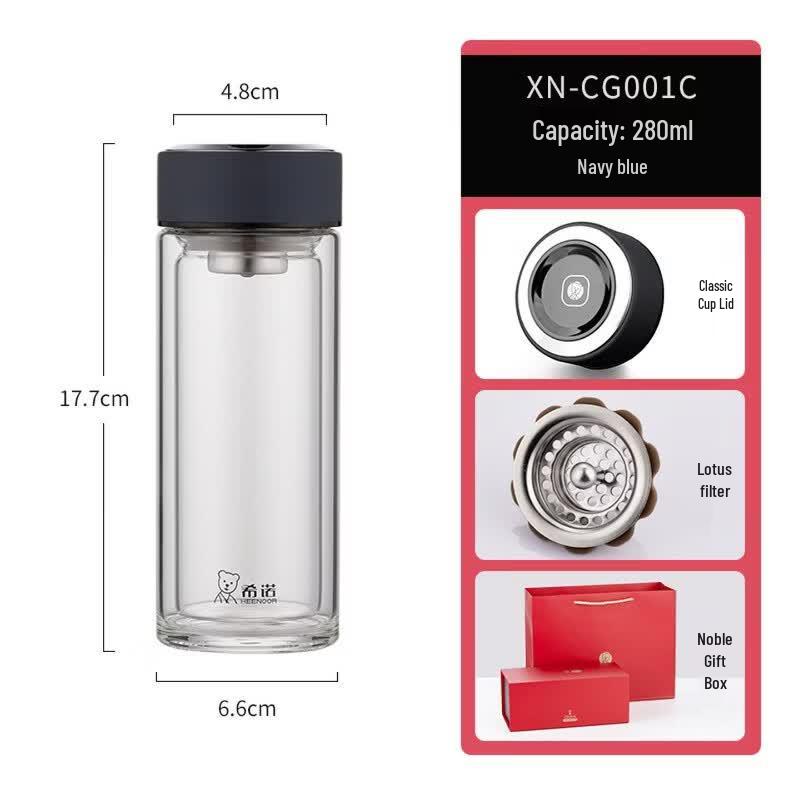 Heenoor Double-Walled Glass Tea Infuser Cup