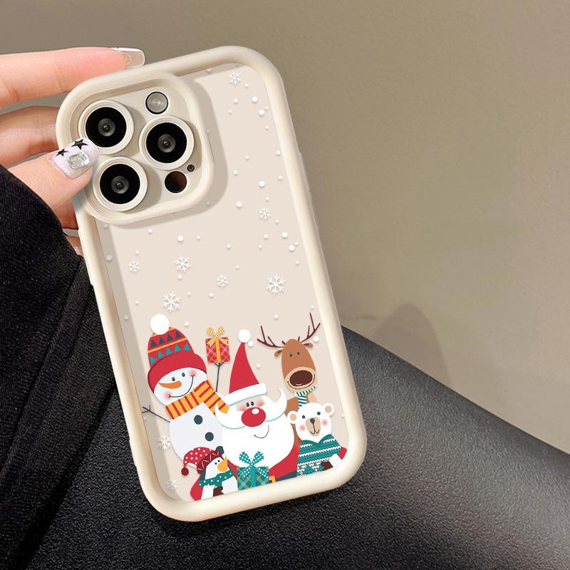 Рождественский чехол для iPhone 11 13 12 14 15 16 Pro Max XR XS Samsung A15 A55 A05 Redmi 12 13C OPPO A16 A18 A60 Reno 11 Vivo Y17S Y12 infinix note