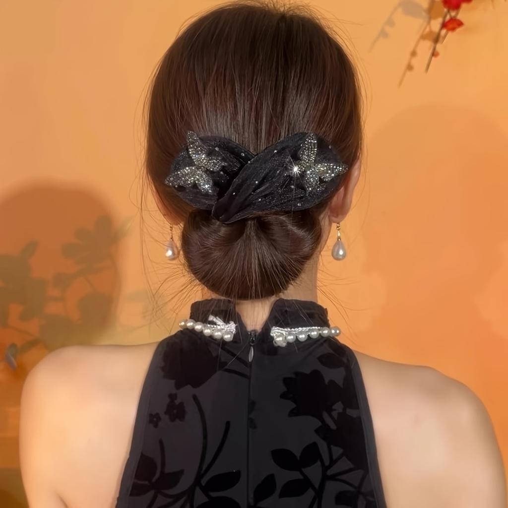 Stunning Rhinestone Hair Twist Clip Curler For Elegant Hair Bun Making Stylish Hair Styling Accessories For Women Daily Use Decorative
