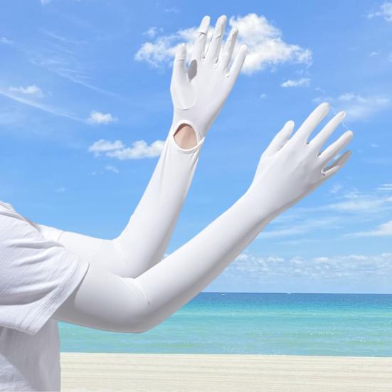 Женские длинные перчатки с защитой от ультрафиолета, перчатки с закрытыми пальцами, охлаждающие перчатки для рук, летние перчатки для вождения, занятий спортом на открытом воздухе, велоспорта