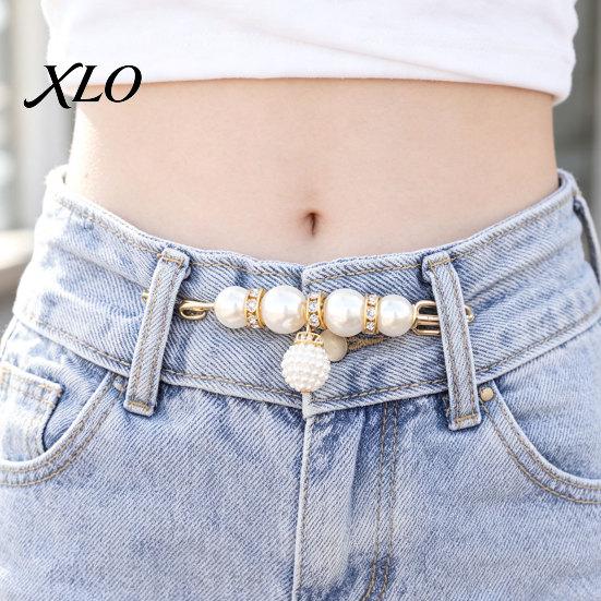 Removable Waist Tightener 2Pcs Faux Pearl for Pants, Reusable Cincher Pin Fashion Accessories Loose Jeans, No Sewing Waistband Skirts Skirt