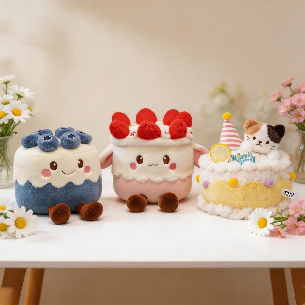 Cute Cake Plush Toy Strawberry,Blueberry,Mango Dessert Stuffed Animal Soft Kawaii Pillow Doll for Kids,Cute Huggable Gift