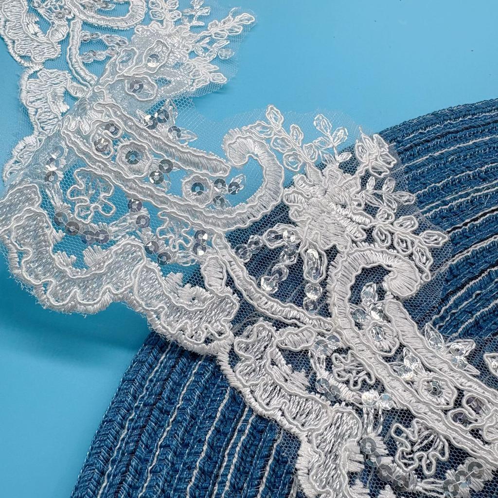 Car Bone Lace Embroidery Barcode Beads Lace Children'S Wedding Dress Bridal Headdress Jewelry Diy Lace Fabric