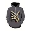 3D Print Skull Graphic Men's Halloween Hoodies Gothic Horror Pattern Long Sleeve Hooded Clothes Fashion Creative Design Pullover