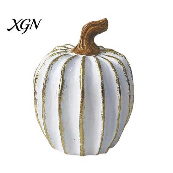 Thanksgiving Home Decor Fall Pumpkin Decor, White Gold Decorative Pumpkin, Resin Pumpkins Modern Ornament Figurine, Statues for Tabletop Centerpiece