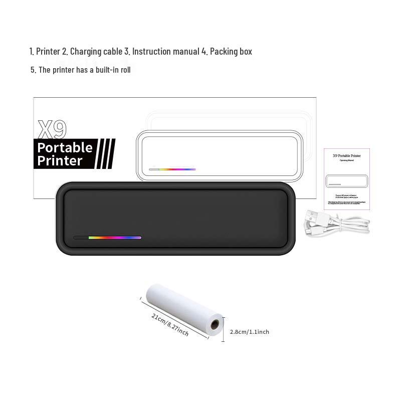 Мини-принтер A4, термо, Bluetooth, без чернил, для татуировок, документов, фотографий, офисных наклеек.