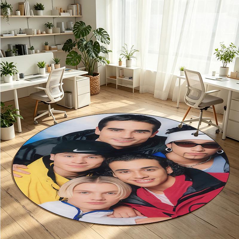 Backstreet Boys Printed Round Crystal Velvet Rug Soft Non Slip Floor Carpet For Bedroom Holiday Gift