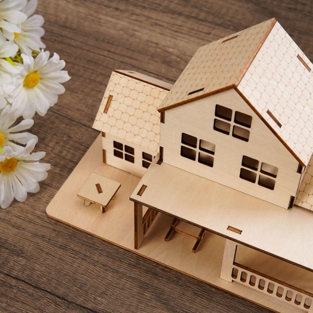 Bamboo 3D Wooden Puzzle Villa House Windmill DIY Ferris Wheel Modle Montessori   Adult