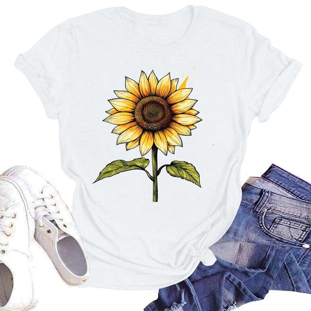 Женская повседневная свободная футболка с принтом, круглый вырез, пуловер, короткий рукав, топ