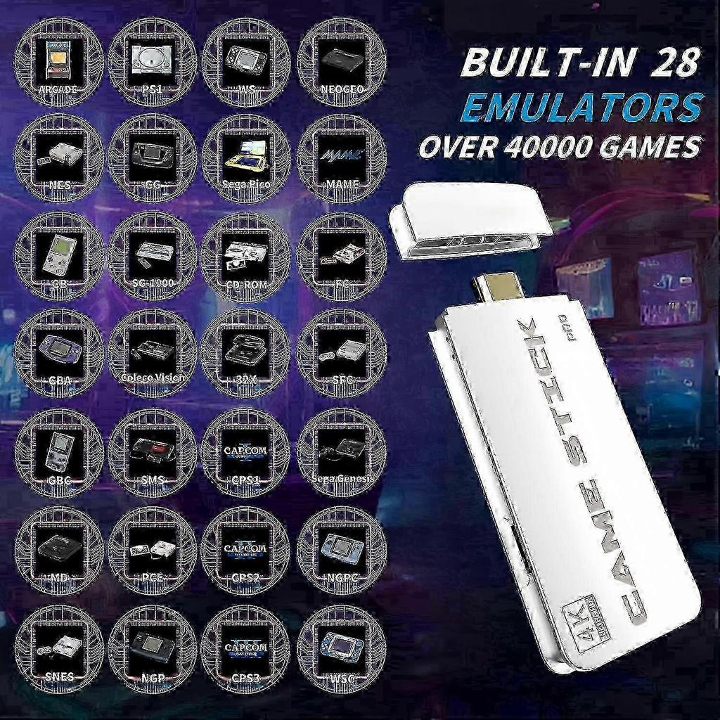 Wireless Retro Game Console with 40,000 Built-in Classic Games, 4K HDMI TV Output, 2.4G Wireless Controller, 64G Nostalgic Game Stick Yaoy Sty-1