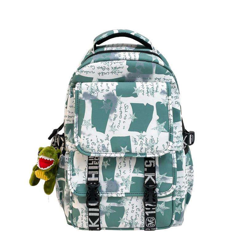 Junior high school college student schoolbag female graffiti backpack large capacity trendy cool boys fashion high value travel backpack