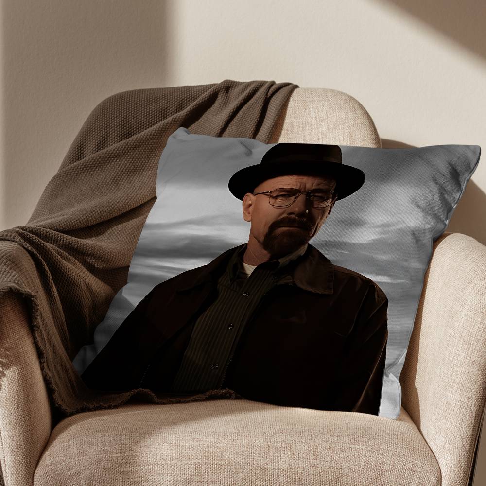 cool Walter White Breaking Bad Pillow Case Square DoubleSided Printing Short Plush Sofa Cushion Cover Bedroom Bedside Pillow