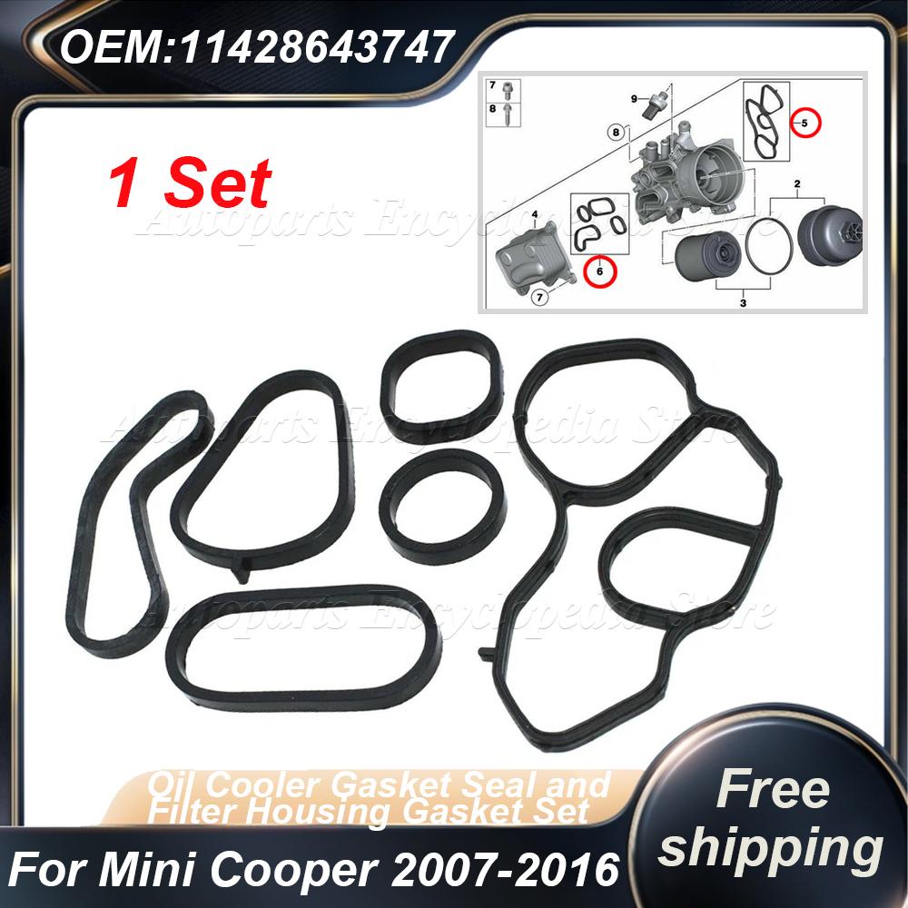 Fits For 2007-2016 Mini Cooper 11428643747 Car Oil Cooler Gasket Seal and Filter Housing Gasket Set 11428643758 11427557010