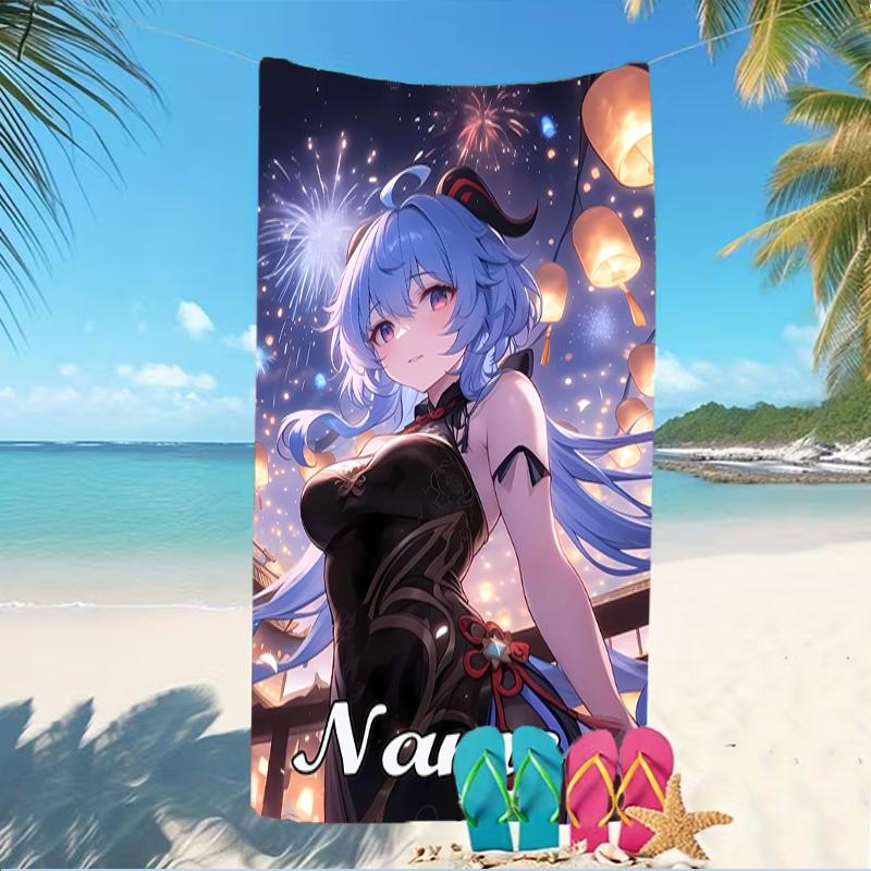 Customizable personalized beach towels Genshin Impact characters themed designs.Suitable for the beach, yoga, sports;ideal as beach accessories