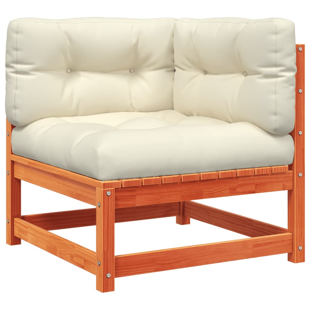 5 Piece Garden Sofa Set with Cushions Wax Brown Pine Wood