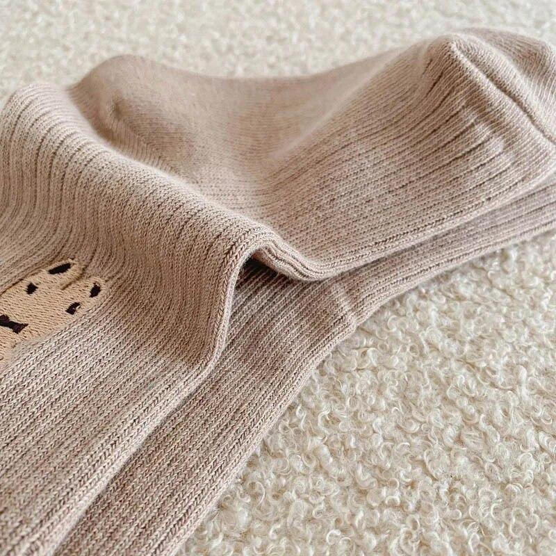 1 Pair Toddler Socks Korean Fashion Cartoon Bear Calf Sock for Kids Boy Girl Spring Autumn Soft Cotton School Sock for Baby