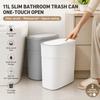 Odor-Free 11L Bathroom Trash Can with Lid Living Room Dustbin  Kitchen Toilet