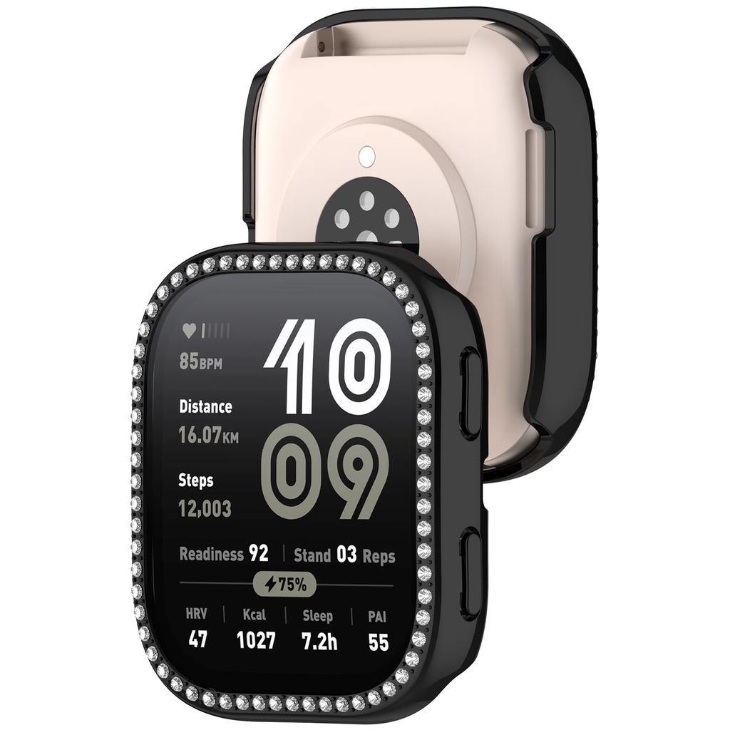 For Huami Amazfit Bip 6 (A2435) Watch Case Rhinestone Decor Hollow Electroplating PC Watch Cover