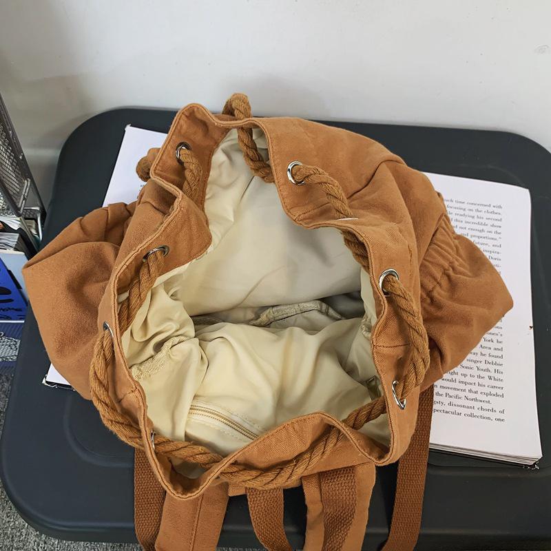 Women's Trendy Canvas Drawstring Backpack - Cool, Stylish, Simple Design for Students
