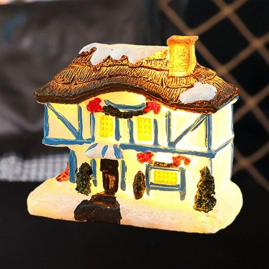 Рождественский орнамент дома Микро-пейзаж Смола светящийся орнамент снежного домика для праздничного украшения домашнего стола