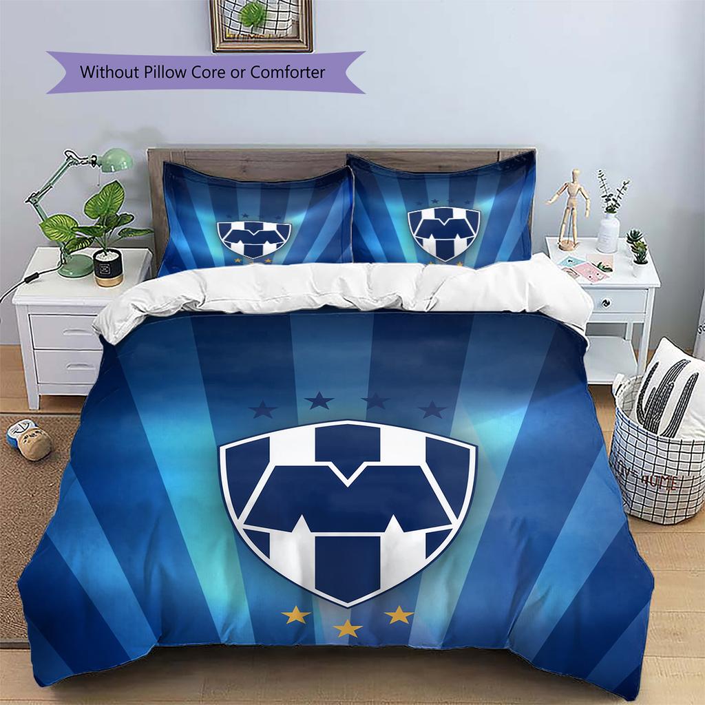 C.F. Monterrey Football Club Pattern Bedding Quilt Set Home Decoration Gift (1 * duvet cover + 2 * pillowcase without core)