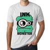 Мужская винтажная футболка Футболка с рисунком Ink Monster Vintage White