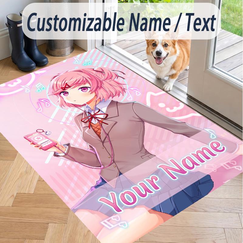 Custom Text Doki Doki Literature Club Pattern Floor Rug Soft Indoor Carpet Mat Living Room Bedroom