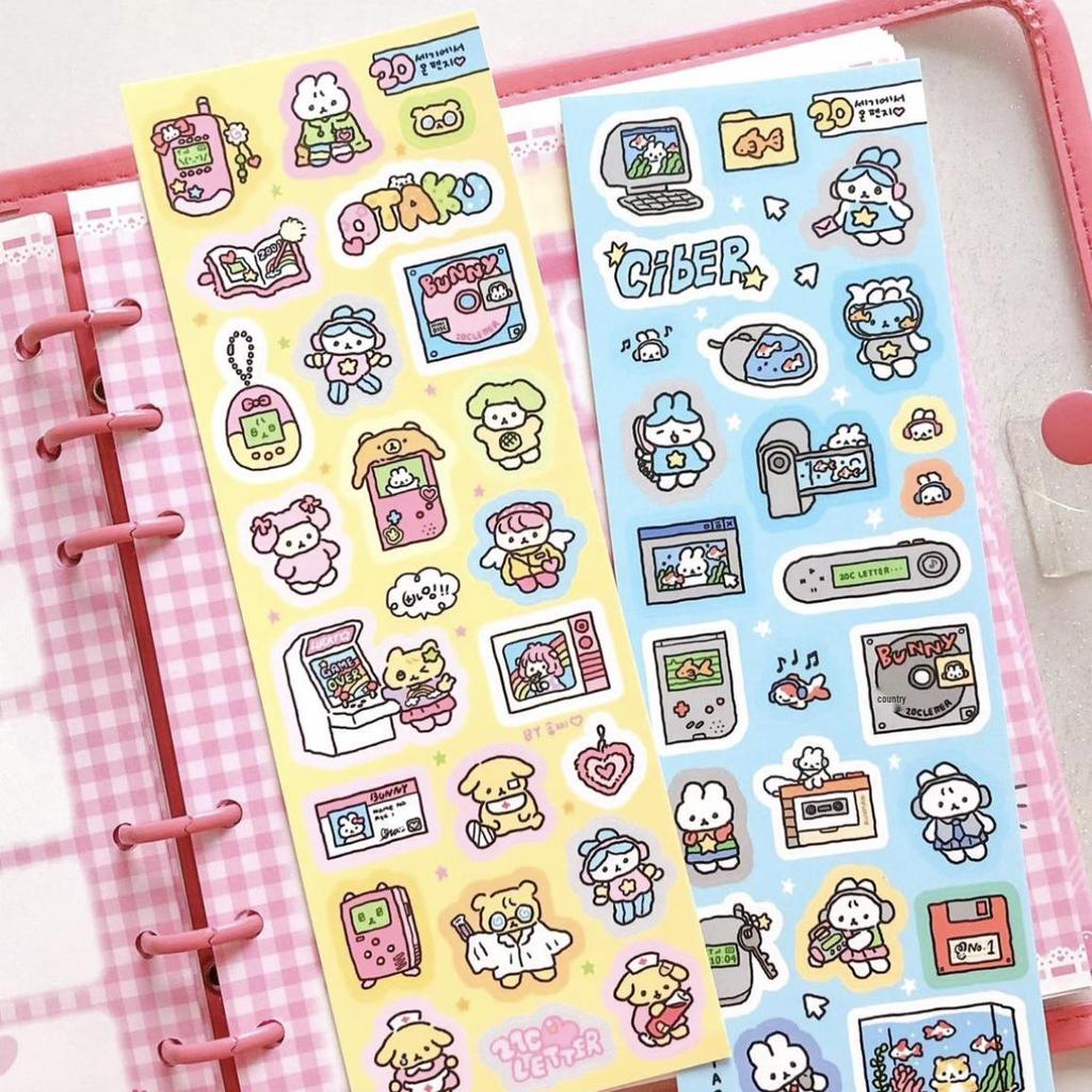 Korean Cute Hand-Drawn Doodle Rabbit Stickers for DIY Decoration