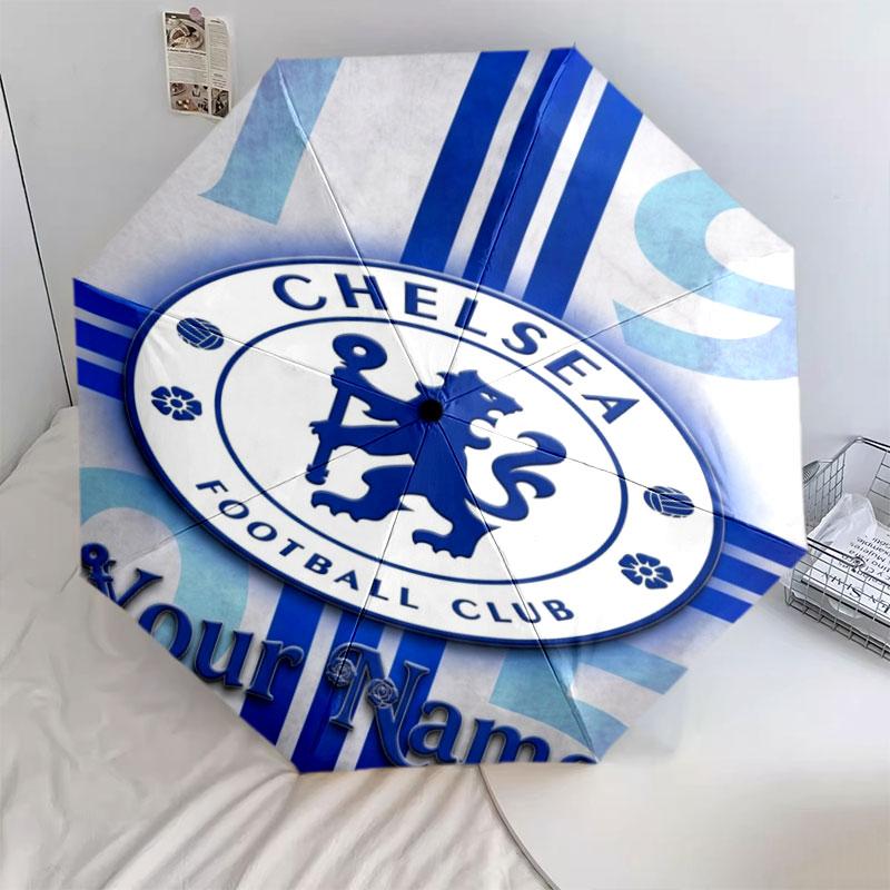 1 шт. Автоматический складной зонт - Chelsea F Индивидуальный узор с именем, Портативный и складной дизайн с 8 спицами, Рождественские и Новогодние подарки