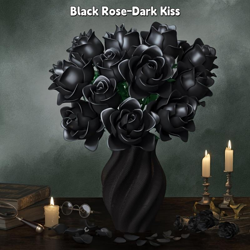 585 шт. Набор строительных блоков «Букет черных роз» Готический искусственный цветок Домашний декор Кирпичики Детские развивающие игрушки Праздничные подарки