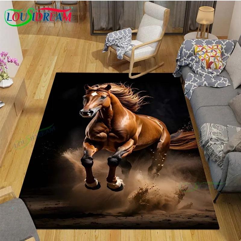 3D Fashion Exquisite Painting Horse Printed Carpet Living Room Anti-Skid Area Rug Kids Bedroom Mats Yoga Mat Large Carpet Decor