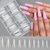 100Pcs Press On False Nails Capsule Gel Nails Extension System Nail Tips Coffin French Quick Building Mold Tool