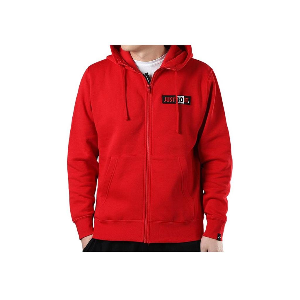 Nike SS20 Logo Hooded Fleece Casual Jacket Men Jackets Red CJ4755-657